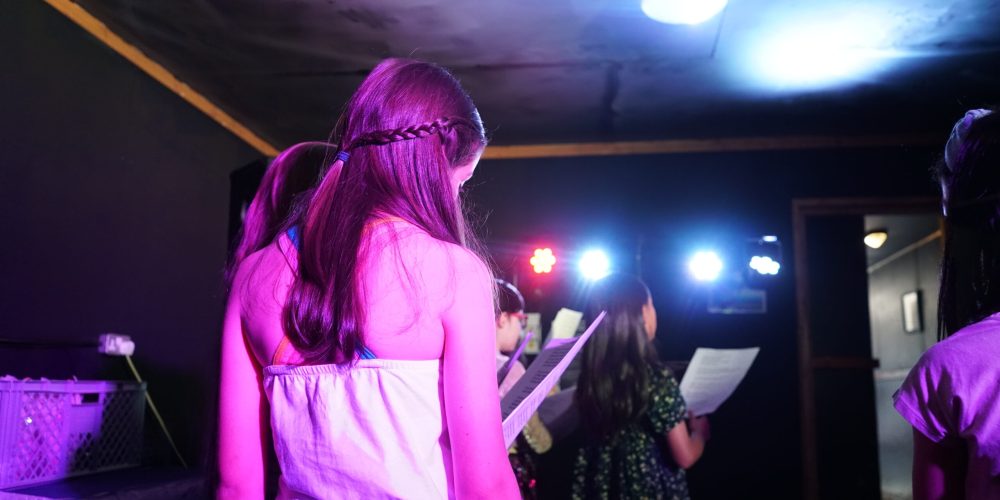 Studio Party with girls reading lyrics preparing to record